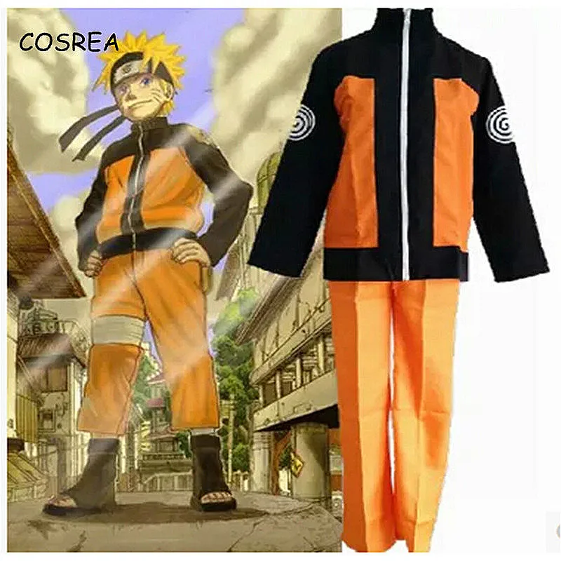 Наруто Аниме Косплей костюмы Uzumaki с длинным рукавом куртка брюки костюм