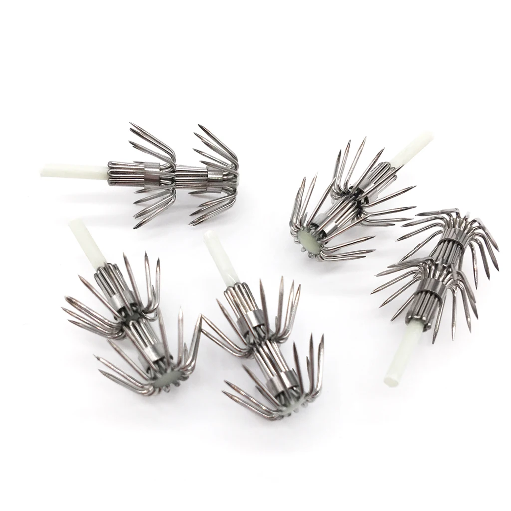 10pcs Stainless Steel Squid Jig Hooks Sea Fishing Hooks Glow in Dark Fishhooks DIY Umbrella Hook les hamecons Anzuelos de pesca