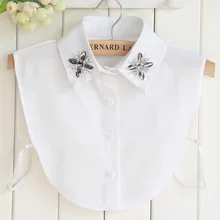 Colar falso camisa feminina dickey elegante cristal trevo chiffon acessórios roupas frisado colares removíveis nep kragg gola falsa