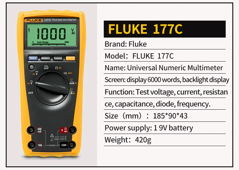 Цифровой мультиметр Fluke F175C, высокоточный автоматический портативный мультиметр