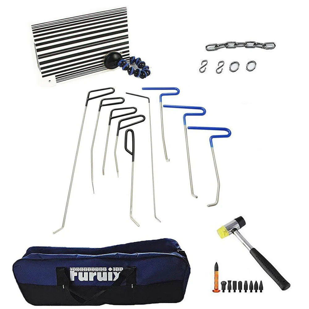 

Furuix PDR Rod Set Dent Puller Kit Paintless Dent Repair Tools Car Dent Remover Auto Dent Puller With Hammer and Tap Down