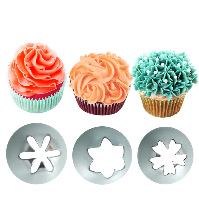 

3pcs Rose Cream Icing Piping Tips Cake Decoration Set Pastry Nozzles Tools Bakeware Cupcake Nozzle Baking Confectionery Tools
