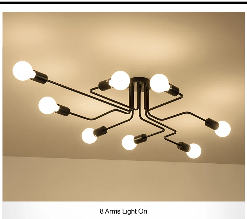 Винтаж кованого железа потолочный светильник 4/6/8 головок потолочный светильник Лофт ретро промышленный светильник ing для гостиной, столовой кафе лампы дневного света