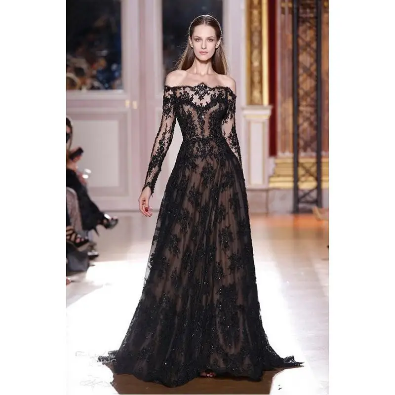 2017 Elegante Zuhair Murad Abiti Da Sera Manica Lunga In Pizzo Robe De Bal  A Line Pageant Prom Gowns Donne Lungo Imported Partito vestito|evening  dresses long|evening dresszuhair murad evening dresses - AliExpress