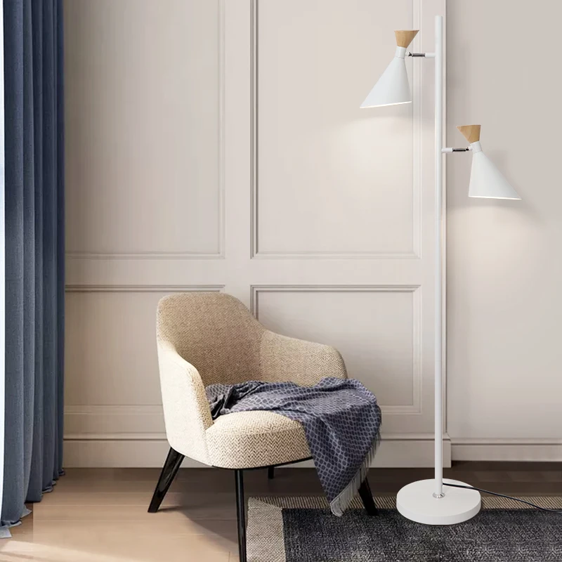 

MDWELL Modern Post modern Wooden Floor Lamp White Finished Metal Stand Light for Living Room/Bedroom E27 LED Bulb Floor Lights