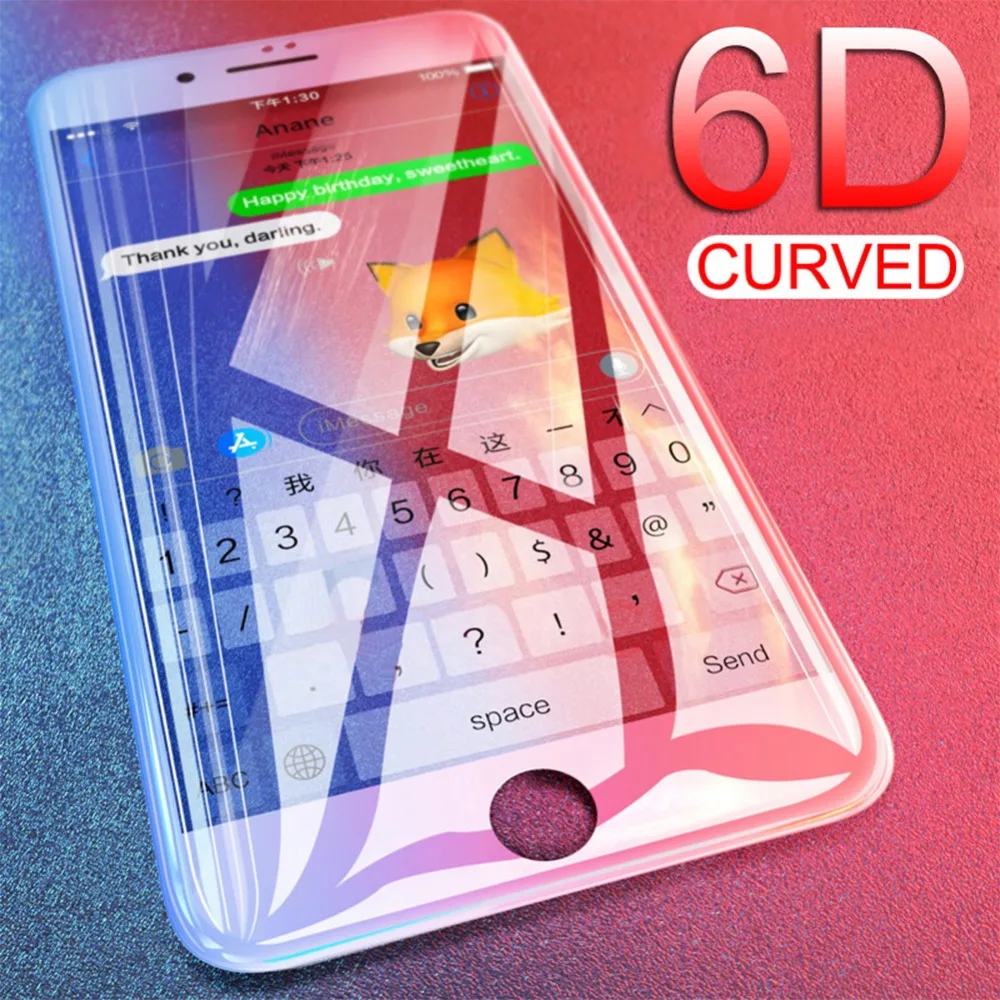 Full Coverage 6D Edge Tempered Glass Screen Protector for iPhone X 6 6S
