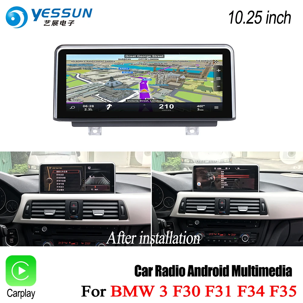 Excellent YESSUN 10.25" inch HD Screen For BMW 3 F30 F31 F34 F35 2011~2016 NBT Car Android Carplay Stereo Player GPS Navigation No DVD 0