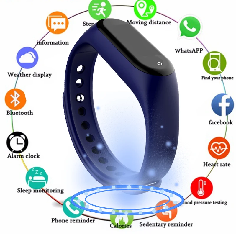 

Smart Bracelet Fitness Tracker Wristband Blood Pressure Heart Rate Monitor With Pedometer Sport Band for Men Women watch PK M4