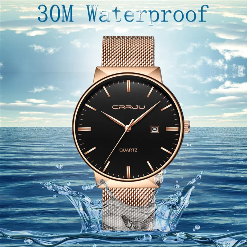 

New 30M Waerproof Watches Luxury Calendar Stainless Steel Wristwatch Mens Gift Quartz Watch Discount Relogio Masculino #4M29#F