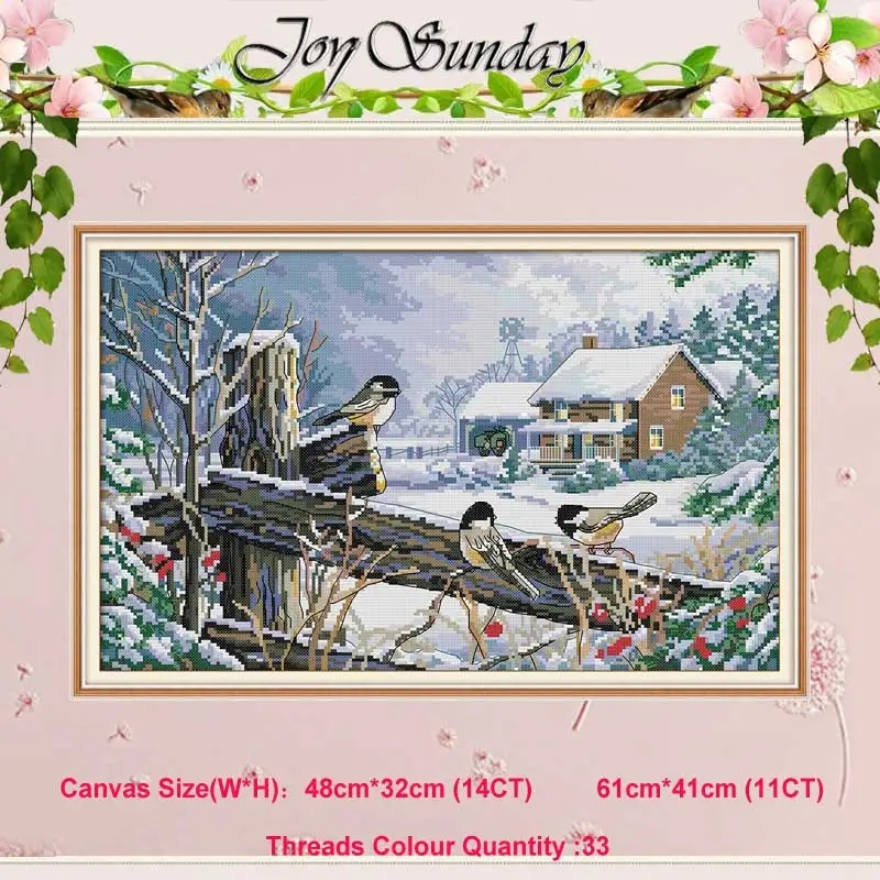 

Bird on the fence counted 11CT 14CT Animals Cross Stitch Set DIY DMC Chinese Cross-stitch Kit Embroidery Needlework Home Decor