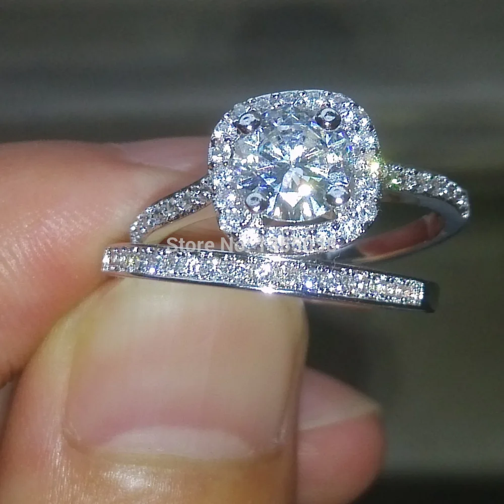 Fashion Jewelry Sparkling Jewellery AAAAA zircon cz 10KT White Gold Filled Wedding Ring Set Sz 5-10 Gift Free shipping