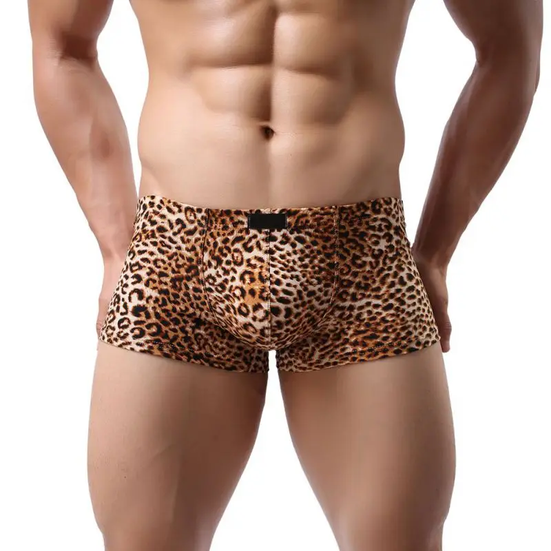 Мужские мягкие дышащие леопардовые трусы-боксеры с принтом мужские модные дизайнерские стрейчевое нижнее белье трусы