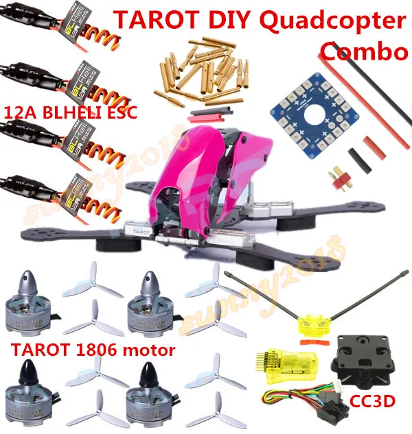 

Tarot Robocat TL250C TL280C Carbon Fiber RC DIY FPV 250 Mini Quadcopter Tarot  1806 Motor Emax BLHELI 12A ESC MINI CC3D Combo