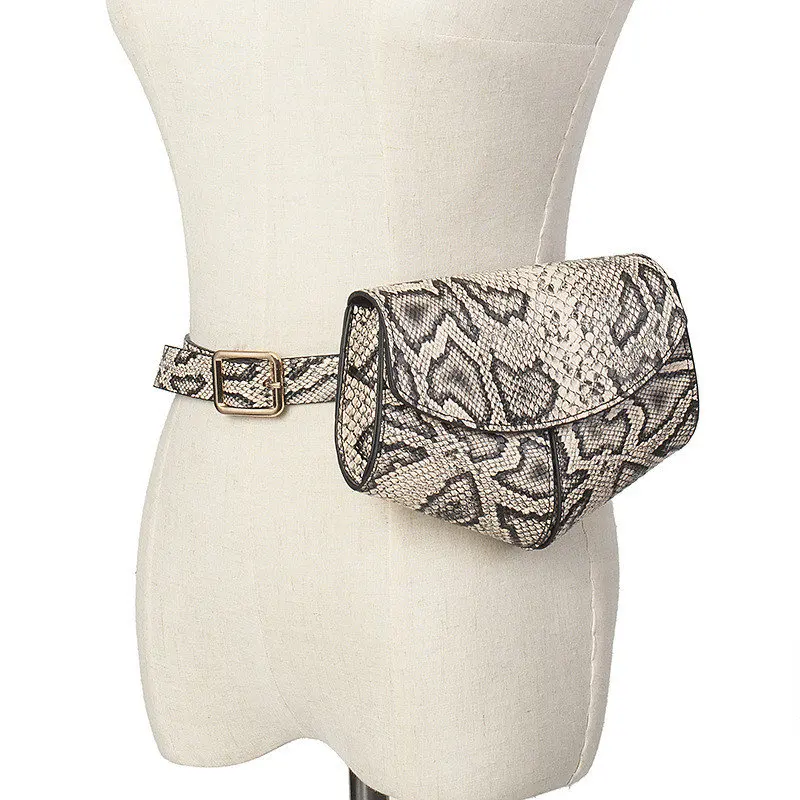 

2019 Luxury Casual Waist Bag Women Snake Pattern Chest Pack Serpentine Waist Packs Ladies Summer Female Street Travel Bags