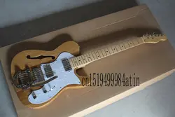 Бесплатная доставка F Telecaster Полу полый корпус F отверстие джаз электрогитара натурального дерева Bigsby большой рокер Chrome оборудования в S @ 14