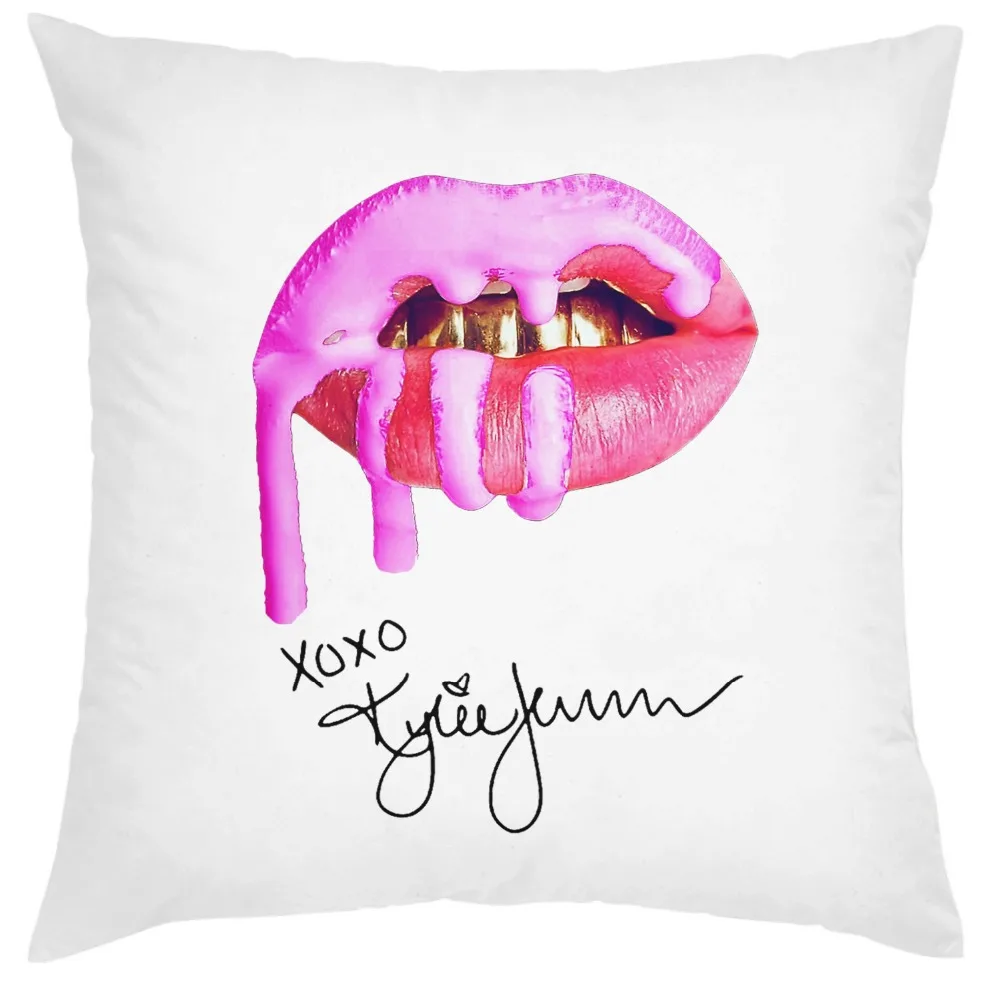 

Hot Kylie Jenner Lip Cushion Holder Pillow Fun Kyliejenner Gift HomerDecoration Novelty Polyester Print Both Sides 18*18 Inc