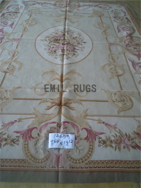 Овечья шерсть французский aubusson ковры 299 СМ Х 396 СМ 9.8 "Х 13' gc19aub70 большой коврик розовый Бежевый