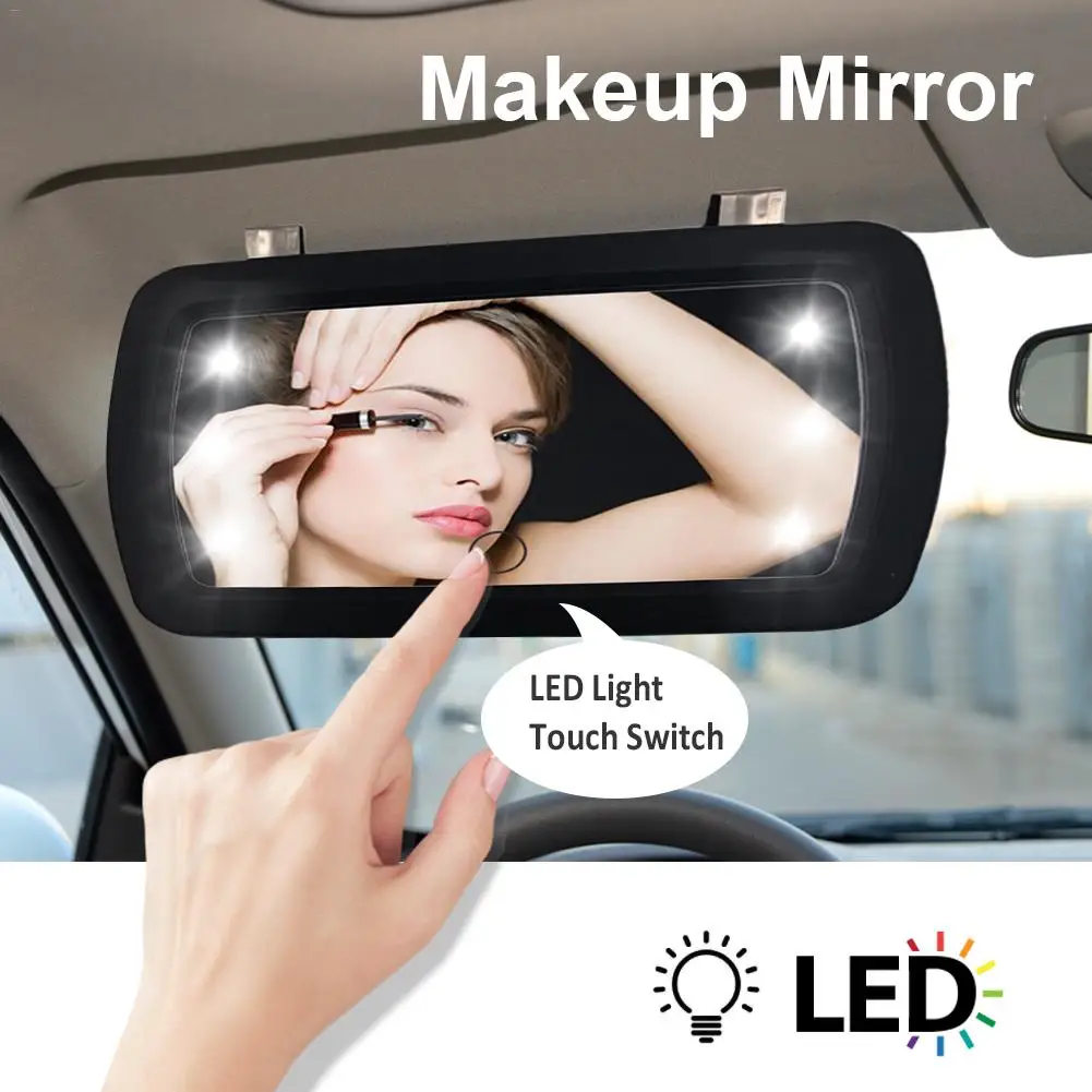 Car Interior Mirror Car Led Finger Touch Switch Makeup Mirror Sunvisor