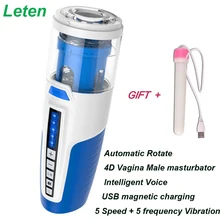 Leten Automatic Rotate 4D Vagina Real Pussy Electric Male Masturbator for man Intelligent Voice Strong Vibrator Sex toys for men