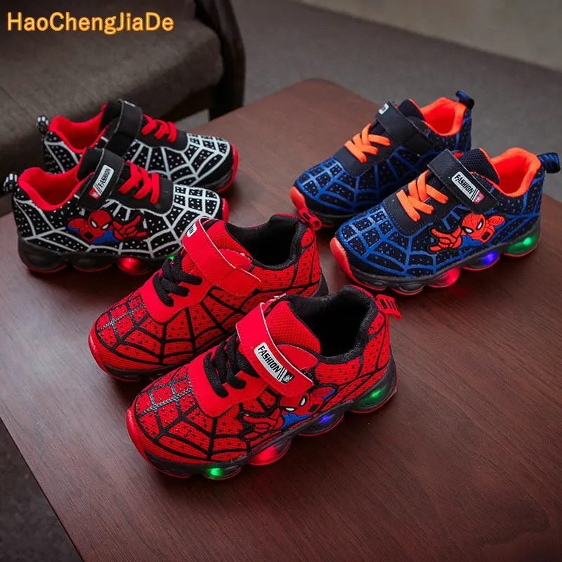 

Spiderman Kids Boys Sports Sneakers Children Glowing Kids Shoe Chaussure Enfant Girls Shoe With LED light