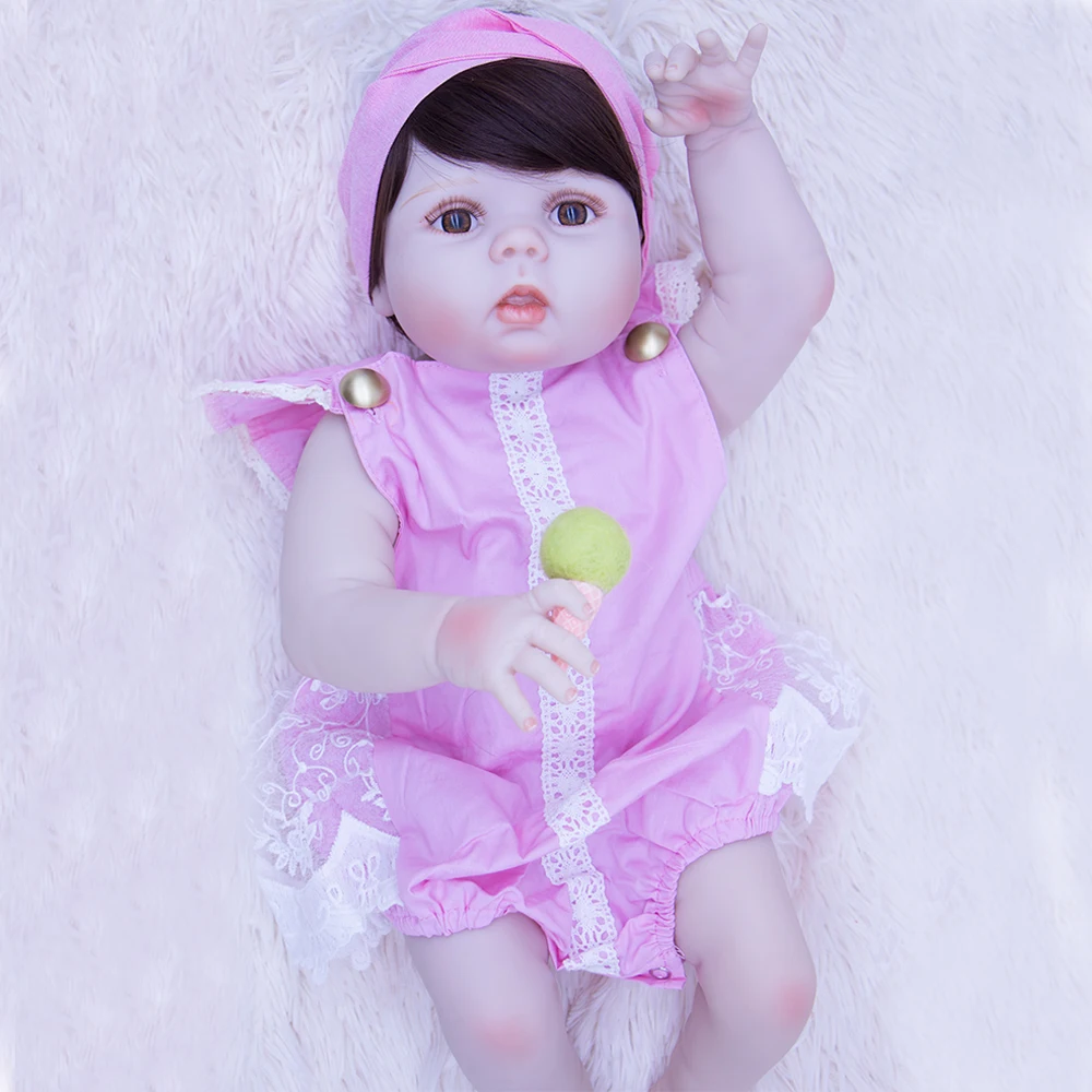 

full Silicone Reborn Baby Girl Doll Toy 55 cm Vinyl Princess Toddler Babies Like Alive Bebe Bonecas chilren Birthday Xmas Gift