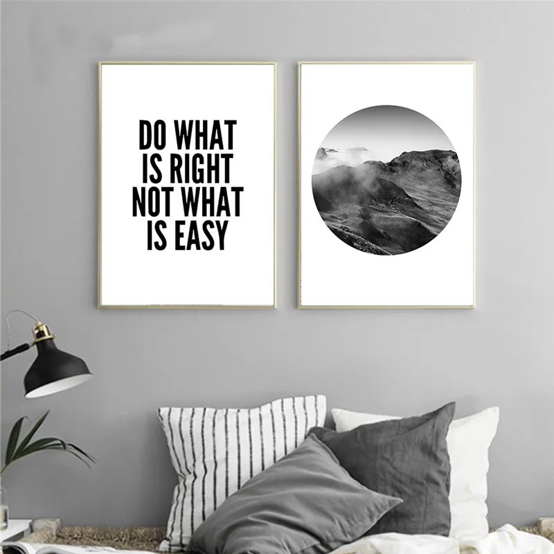 Nordic Decoration Landscape Mountain Motivational Quote Wall Art Canvas Painting PosterInspirational For living room | Дом и сад