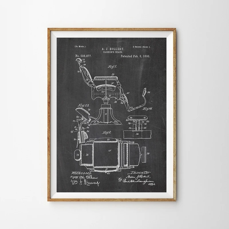 1898 лакированные принты и плакаты для парикмахерского кресла стена парикмахерской художественный Декор винтажная Картина на холсте