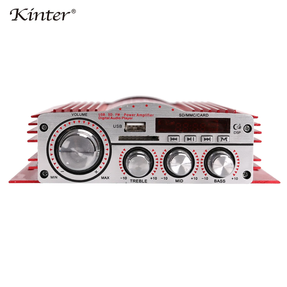 Kinter ма-900 HiFi 4,0 канал мини усилитель аудио 30 W с USB SD MP3 вход играть стерео звук fm-радио красная алюминиевая Корпус