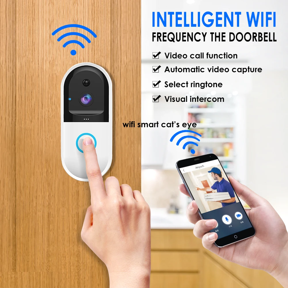 

B50 Smart Video Wireless WiFi Intercom Video Doorbell Camera Set Wifi Video Night Vision Record Security System Door Bell Camera