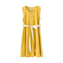 Элегантные платья для девочек, летнее модное Повседневное платье без рукавов с поясом для девочек-подростков, детская одежда, для 5, 6, 7, 8, 9, 10, 11, 12, 13, 14 лет