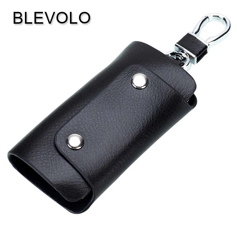 

BLEVOLO Magnetic Hasp Key Case Bags Real Leather Key Wallets Men Key Holders Housekeeper Keys Organizer Women Keychain Covers