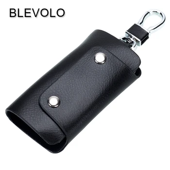 

BLEVOLO Magnetic Hasp Key Case Bags Real Leather Key Wallets Men Key Holders Housekeeper Keys Organizer Women Keychain Covers