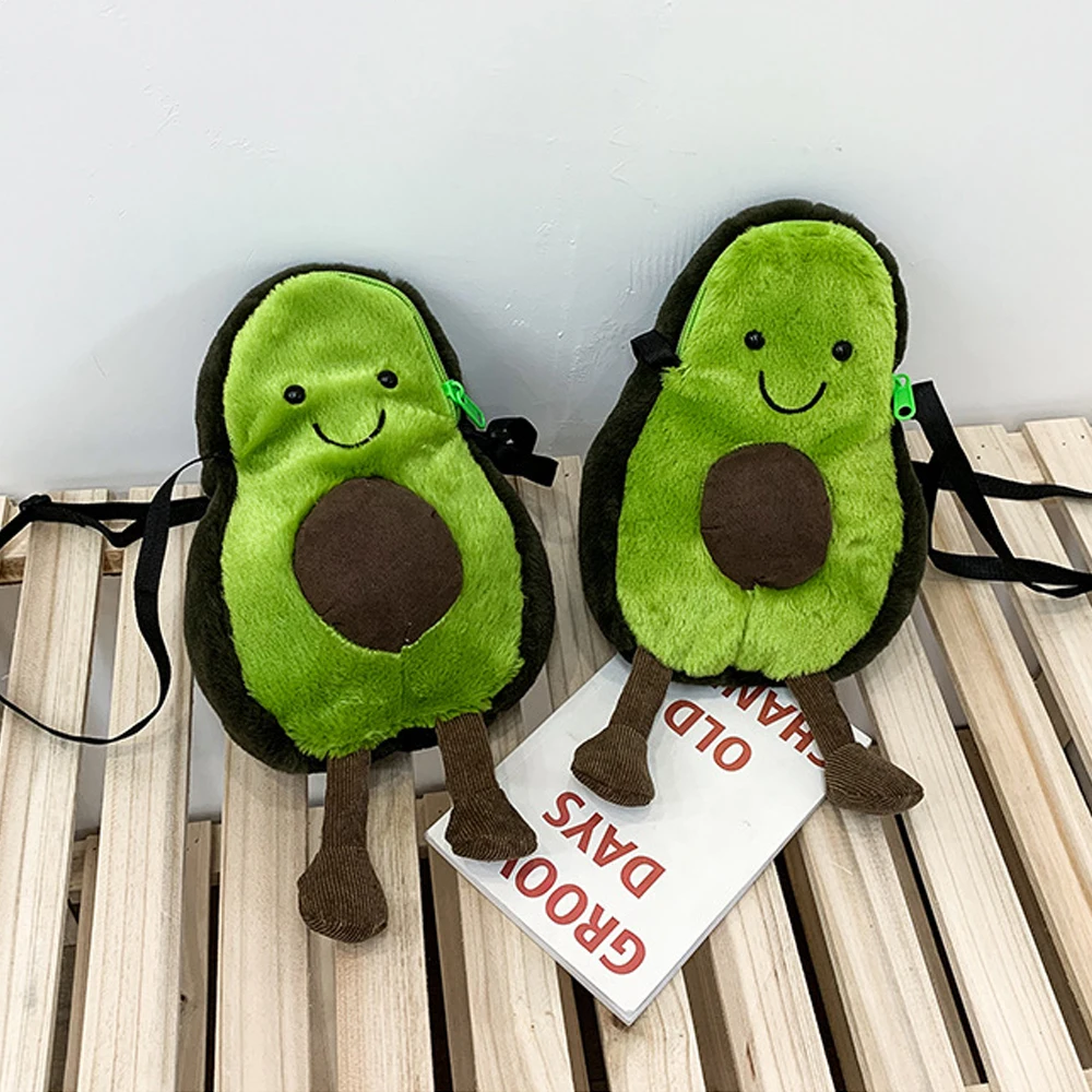 Новая сумка с рисунком авокадо в форме фруктов для девочек, милый плюшевый Кошелек для монет, кошельки, сумки через плечо, сумка-портфель, дорожные сумки