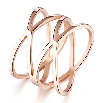 

OPK Personality Rose Gold Color Woman Party Rings Punk Style Full Stainless Steel Women Jewelry 14MM Width Accessories GJ461