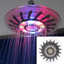 8 Bathroom 7 Colors Automatic LED Light Changing Round Top Shower Head Bath Rainfall 1 pcs mrosaa bathroom shower head g1 2 led rgb temperature sensor 3 colors changing rainfall top shower showerheads sprayer