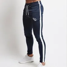 Новое поступление, мужские хлопковые тонкие полосатые синие спортивные штаны для спортзала, тренировочные штаны для бега