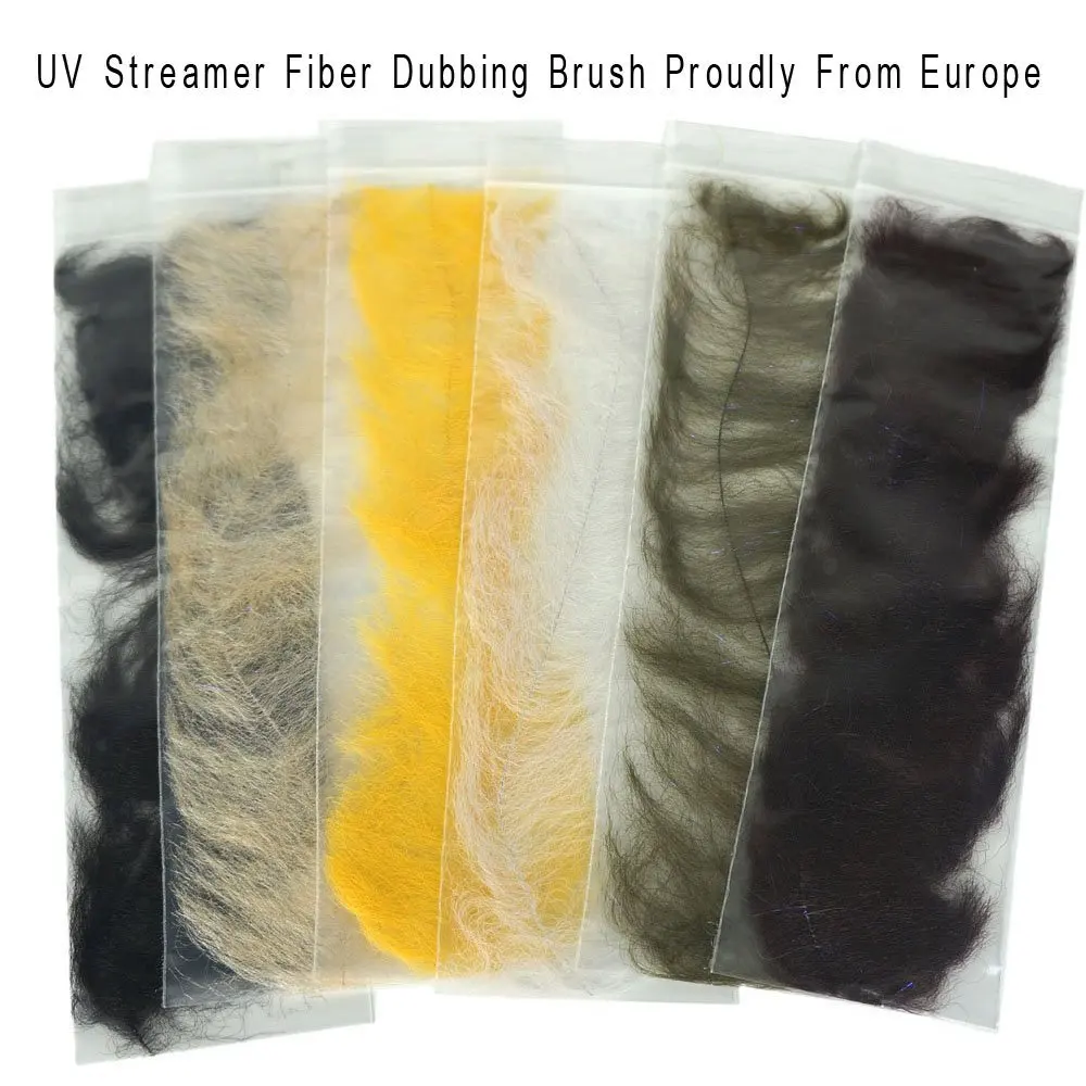 

Riverruns UV Streamer Fiber Dubbing Brush, Flash Blend, Micro Leg, Each 6 Best Colors Combo Pack Super Realistic Fly Tying