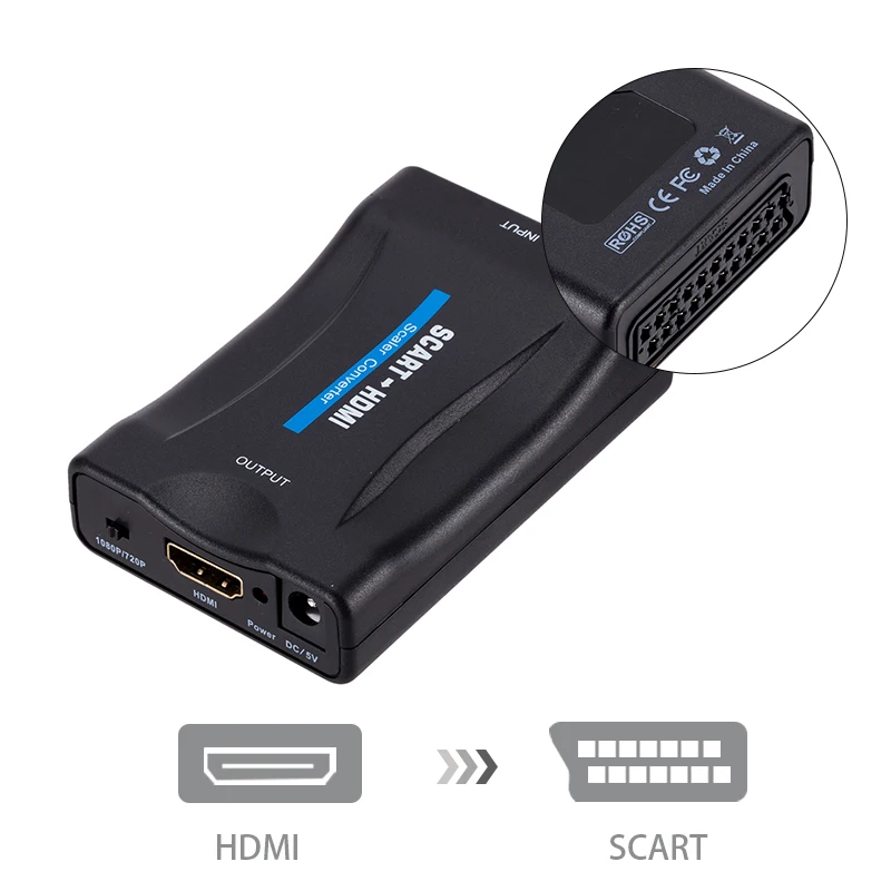 1080 P из scart в HDMI конвертер видео аудио высококлассные сигнала адаптеры-конвертеры с зарядный кабель-адаптер для Sky Box DVD STB