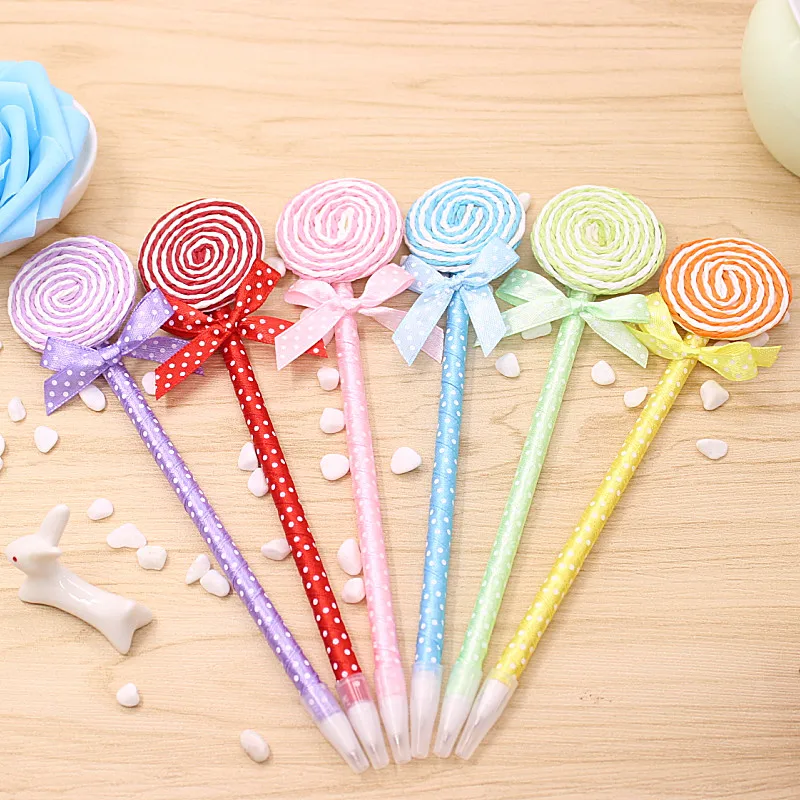 

6 Pcs / lot Creative Plastic Kawaii Candy Color Pens Shape Ball Point Lollipop Ballpoint Pen Cute Stationery School Supplies