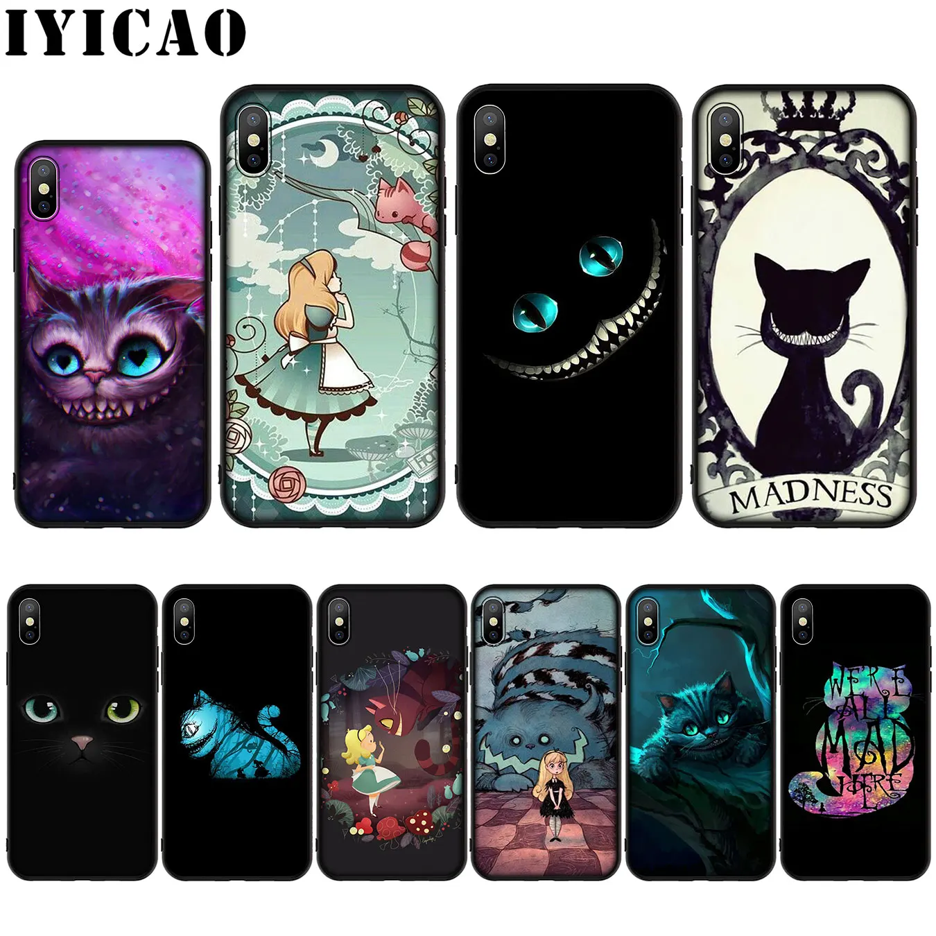 IYICAO Cheshire Cat Silicone Soft Case for iPhone XR X XS Max 8 7 6 6S Plus 5 5S SE Cover |