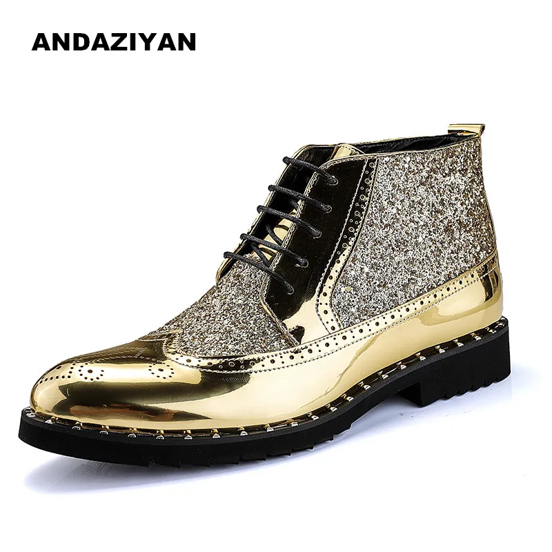 

Sequined high-top leather shoes men's shoes