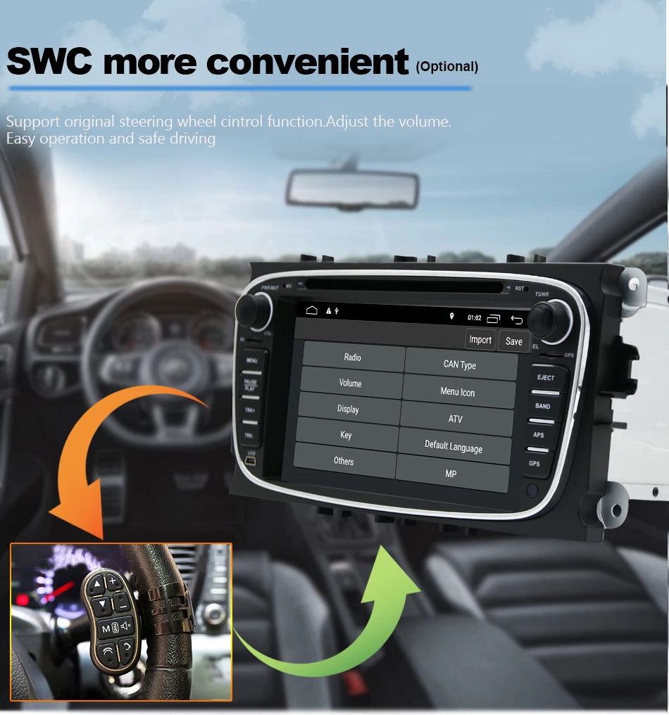 Sale Eunavi 2 Din 7" Android 8.1 Car DVD Player Radio Online Maps GPS Navigation WIFI for Ford focus II Galaxy Transit Tourneo Mondeo 19