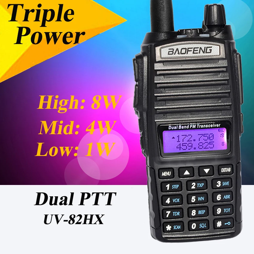 

BAOFENG Newset UV-82 Dual-Band FM Two-way Radio Transceiver Portable Walkie Talkies FM Radio US Adapter with LED Flashlight