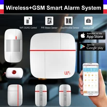 Wireless WiFi + GSM Smart Alarm System with PIR Detector Door Sensor security Medical Home Security Burglar Intelligent Kit