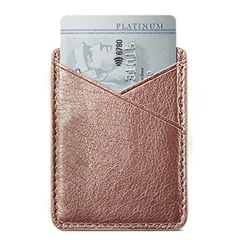

Pocket Back Mini Inserting Universal Wallet Phone Card Holder Secure Leather Solid Stick On Case Double-deck Adhesive