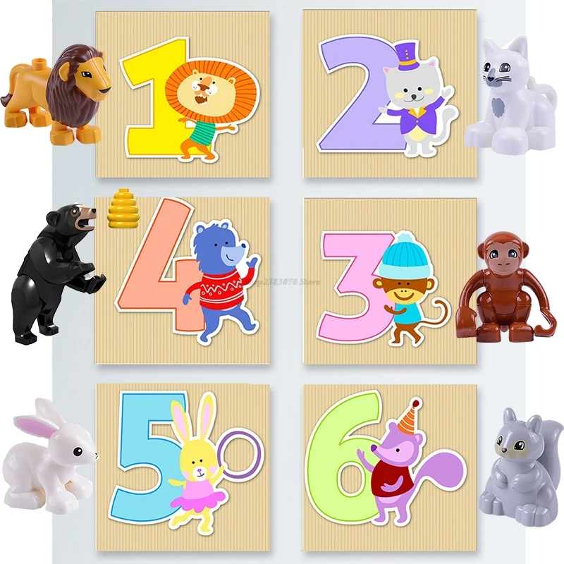 

Legoing Duplo Animals Toys Lion Elephant Monkey Figures Compatible with Duploe City Dinosaur Building Blocks Kid Gift Legoinglys