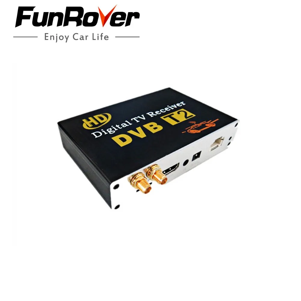 FUNROVER Car DVB-T2 TV Receiver Dual Tuner For Car DVD High Speed Mpeg4 Car Digital TV Box Tuner Auto Mobile DVB-T2 Receiver Box