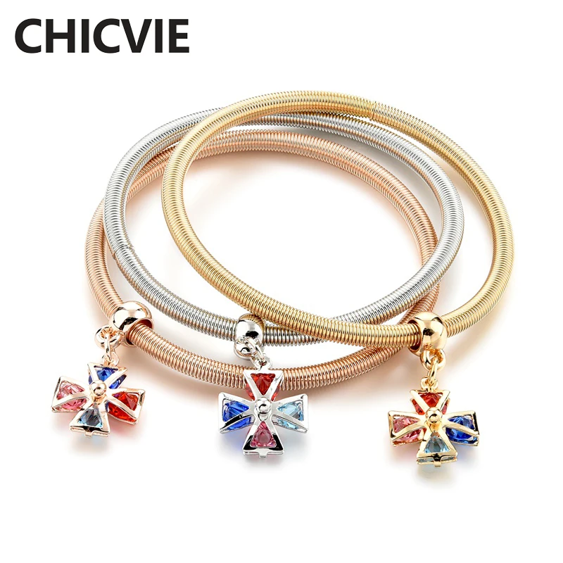 

CHICVIE 2017 3 Colors Bracelets For Women Gold Plated Red And Blue Crystal Bracelets Women Jewelry Pulseira Feminina SBR170054