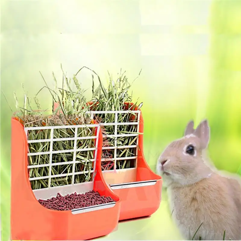 2 in 1 Rabbit Bowl Plastic Grass Shelf Small Pet Rabbit Grass Hay