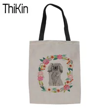 THIKIN складные сумки для покупок Женская Пекинская собака печать Холщовая Сумка женская многоразовая хозяйственная сумка для женщин сумки для шоппинга